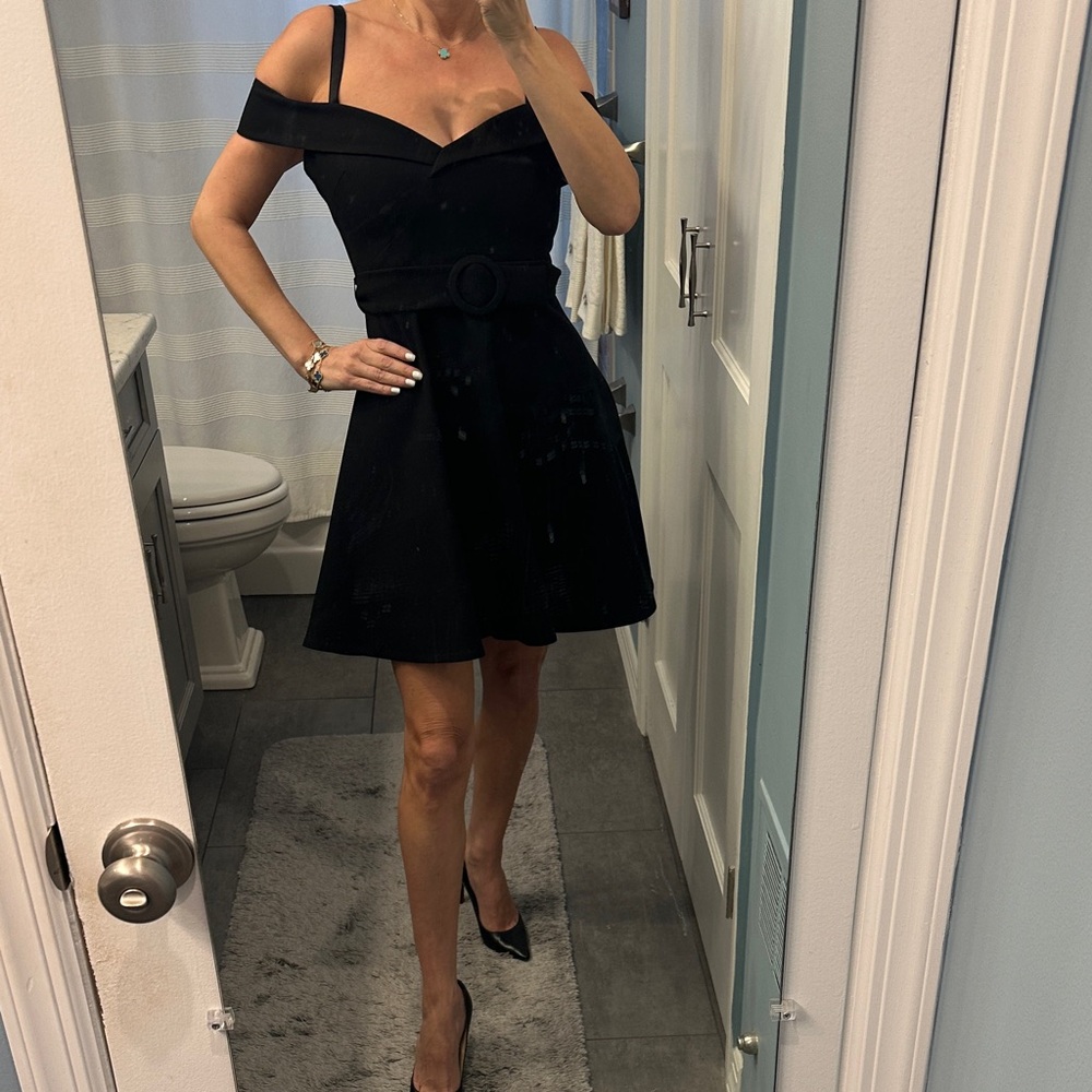 Cinq à Sept Black Off-Shoulder Mini Dress